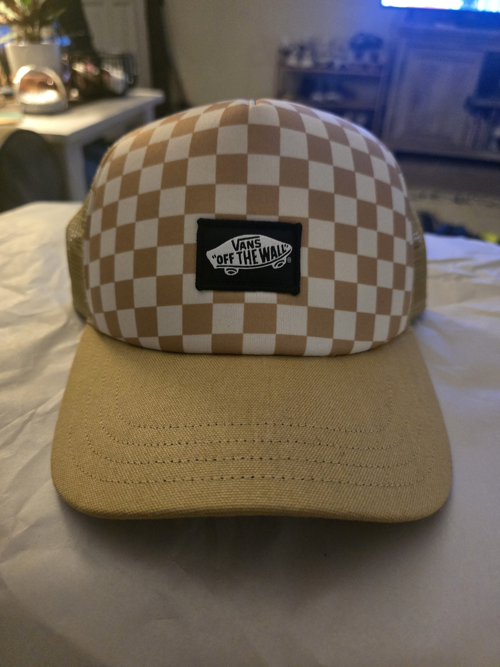 Vans Checkerboard Trucker Hat - Tan/White